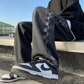 Vaqueros de pierna ancha con estampado de cuadros